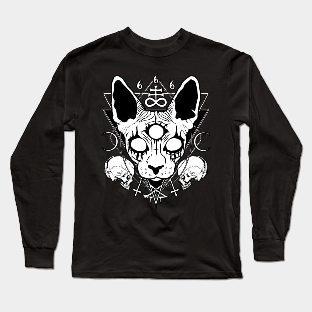 Black metal sphynx Long Sleeve T-Shirt by Von Kowen